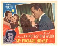 4d649 MY FOOLISH HEART LC #3 '50 c/u of Susan Hayward & Dana Andrews, written by J.D. Salinger!