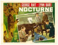 4d669 NOCTURNE LC #8 '46 George Raft & three detectives check clues on dead body by piano!
