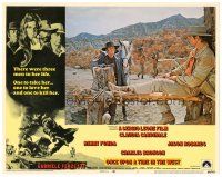 4d676 ONCE UPON A TIME IN THE WEST LC #7 '68 Sergio Leone, Henry Fonda approaches Charles Bronson!