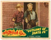 4d684 OUTLAWS OF SANTA FE LC '44 close up of cowboys Don 'Red' Barry & man with guns drawn!