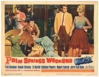 4d687 PALM SPRINGS WEEKEND LC #1 '63 Robert Conrad & Connie Stevens look at aftermath of brawl!