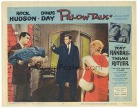 4d706 PILLOW TALK LC #7 '59 Tony Randall betrween Doris Day Rock Hudson carrying firewood!