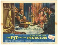 4d708 PIT & THE PENDULUM LC #6 '61 Vincent Price & Barbara Steele eating a fancy meal!