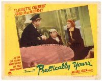 4d715 PRACTICALLY YOURS LC #3 '44 c/u of Claudette Colbert & Air Force pilot Fred MacMurray!