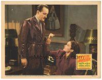 4d724 QUIET PLEASE MURDER LC '42 c/u of angry George Sanders grabbing Gail Patrick by the arm!