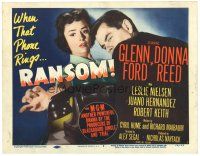 4d125 RANSOM TC '56 great image of Glenn Ford & Donna Reed reaching for telephone!