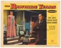 4d738 RAWHIDE YEARS LC #4 '55 sexy Colleen Miller in nightgown looks at gambler Tony Curtis!
