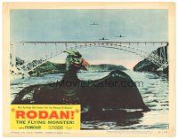 4d768 RODAN LC #2 '56 great image of The Flying Monster emerging from water by bridge!