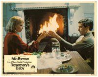 4d771 ROSEMARY'S BABY LC #3 '68 Mia Farrow & John Cassavetes toasting by fire, Roman Polanski!
