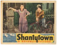 4d807 SHANTYTOWN LC '43 Carl Alfalfa Switzer on bicycle looks at pretty stuck up Mary Lee!