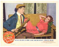 4d835 SO THIS IS NEW YORK LC #8 '48 c/u of Bill Goodwin playing saxophone for sexy Dona Drake!