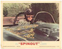 4d849 SPINOUT LC #6 '66 great close up of Elvis Presley in helmet in hay-covered racing car!
