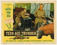 4d892 TEEN AGE THUNDER LC #5 '57 c/u of Charles Courtney with mechanic in garage with hot rod!