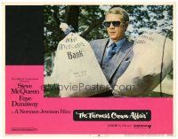 4d908 THOMAS CROWN AFFAIR LC #1 '68 best close up of Steve McQueen holding money bags!