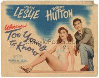 4d163 TOO YOUNG TO KNOW TC '45 close up of Robert Hutton & sexy Joan Leslie in swimsuit!
