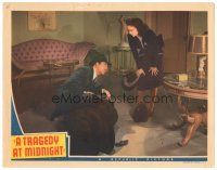 4d934 TRAGEDY AT MIDNIGHT LC '42 John Howard & Margaret Lindsay find a gun on the floor!