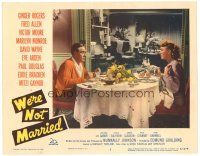 4d963 WE'RE NOT MARRIED LC #5 '52 close up of Paul Douglas & pretty Eve Arden at dinner table!