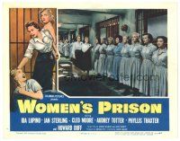 4d986 WOMEN'S PRISON LC '54 sexy Cleo Moore & convicts lined up by cells for inspection!