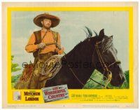 4d987 WONDERFUL COUNTRY LC #2 '59 close up of Texan Robert Mitchum in sombrero on horseback!