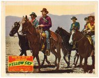 4d991 YELLOW SKY LC #4 '48 c/u of Gregory Peck & Richard Widmark on horses with other cowboys!
