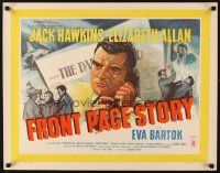 4f350 FRONT PAGE STORY English 1/2sh '54 newspaper editor Jack Hawkins, Elizabeth Allan