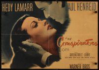 4f283 CONSPIRATORS 1/2sh '44 romantic art of freedom fighter Paul Henreid & Hedy Lamarr!