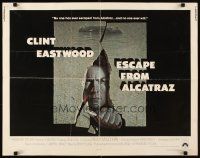 4f325 ESCAPE FROM ALCATRAZ int'l 1/2sh '79 cool artwork of Clint Eastwood busting out by Lettick!