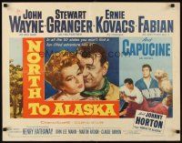 4f513 NORTH TO ALASKA 1/2sh '60 Johnny Horton, John Wayne & sexy Capucine in the Yukon!