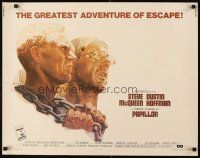 4f534 PAPILLON 1/2sh '73 great art of prisoners Steve McQueen & Dustin Hoffman by Tom Jung!