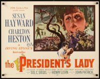 4f554 PRESIDENT'S LADY 1/2sh '53 art of adulteress Susan Hayward & Charlton Heston!