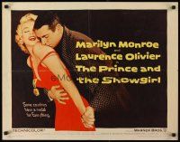 4f555 PRINCE & THE SHOWGIRL 1/2sh '57 Laurence Olivier nuzzles sexy Marilyn Monroe's shoulder!