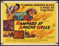 4f571 RAMPAGE AT APACHE WELLS 1/2sh '65 Stewart Granger, flaming arrows blaze a trail of violence!