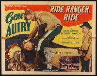 4f584 RIDE RANGER RIDE 1/2sh '36 Smiley Burnette, cowboy Gene Autry beating up bad guy!