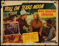 4f591 ROLL ON TEXAS MOON style B 1/2sh '46 Roy Rogers with Trigger, Dale Evans & Gabby Hayes!