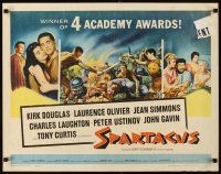 4f636 SPARTACUS awards 1/2sh '61 classic Stanley Kubrick & Kirk Douglas epic, cool gladiator art!