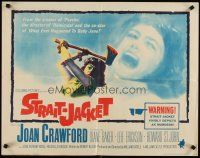 4f645 STRAIT-JACKET 1/2sh '64 art of crazy ax murderer Joan Crawford, directed by William Castle!