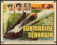 4f647 SUBMARINE SEAHAWK 1/2sh '59 cool skull head torpedo & Naval battle artwork!
