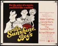 4f649 SUNSHINE BOYS 1/2sh '75 Al Hirschfeld art of George Burns, Walter Matthau & Lee Meredith!