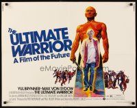 4f699 ULTIMATE WARRIOR 1/2sh '75 cool art of bald & barechested Yul Brynner, a film of the future!