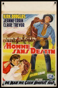 4g024 MAN WITHOUT A STAR Belgian '55 art of cowboy Kirk Douglas carrying saddle, Jeanne Crain!