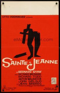 4g031 SAINT JOAN Belgian '57 Jean Seberg as Joan of Arc, directed by Preminger, Saul Bass art!