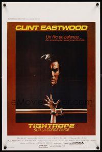 4g039 TIGHTROPE Belgian '84 Clint Eastwood is a cop on the edge, cool handcuff image!