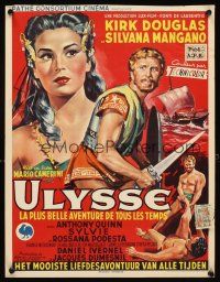 4g042 ULYSSES Belgian '55 different art of Kirk Douglas & sexy Silvana Mangano!