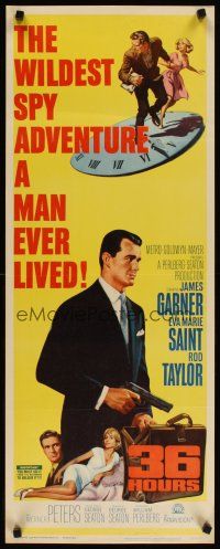 4g138 36 HOURS insert '65 James Garner with gun, sexy Eva Marie Saint, Rod Taylor
