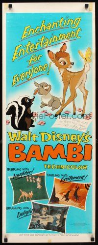 4g175 BAMBI insert R75 Walt Disney cartoon deer classic, great art with Thumper & Flower!