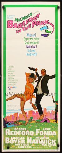 4g178 BAREFOOT IN THE PARK insert '67 artwork of frollicking Robert Redford & sexy Jane Fonda!