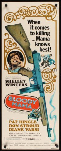4g200 BLOODY MAMA insert '70 Roger Corman, AIP, crazy gangster Shelley Winters w/tommy gun!