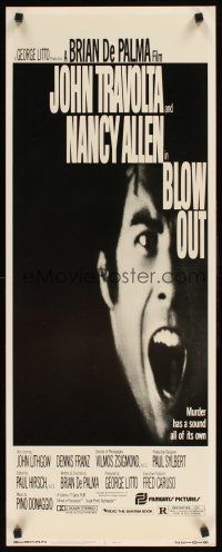 4g201 BLOW OUT insert '81 John Travolta, Brian De Palma, murder has a sound all of its own!