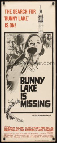 4g216 BUNNY LAKE IS MISSING style B insert '65 directed by Otto Preminger, cool different art!