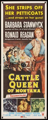 4g226 CATTLE QUEEN OF MONTANA REPRODUCTION insert '81 Barbara Stanwyck straps on her guns, Reagan!